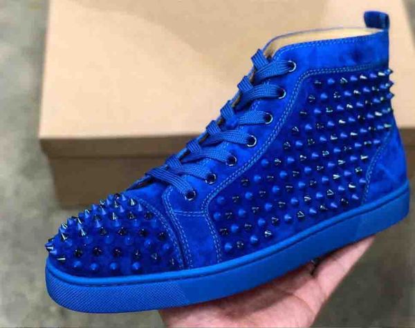 sporty-luxe red bottom men's flats spiked sneakers blue suede veau velours high men's casual dress wedding birthday gift wholesale, Black
sporty-luxe red bottom men's flats spiked sneakers blue suede veau velours high men's casual dress wedding birthday gift wholesale, Black