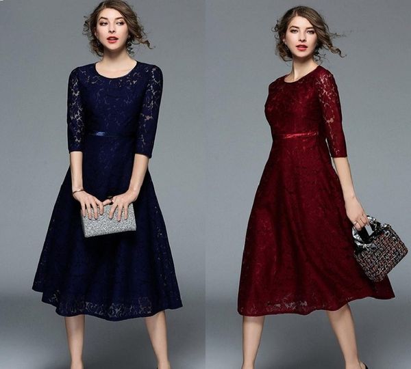2020 custom made dark navy blue modest a line short mother of the bride dresses lace tea length vintage half sleeve party gowns, Black;red
2020 custom made dark navy blue modest a line short mother of the bride dresses lace tea length vintage half sleeve party gowns, Black;red