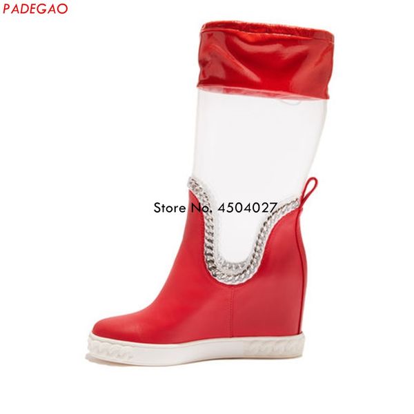wedge mid calf boots women shoes blue/red/black fashion pvc chain patchwork shoes rain boots round toe ladies
wedge mid calf boots women shoes blue/red/black fashion pvc chain patchwork shoes rain boots round toe ladies