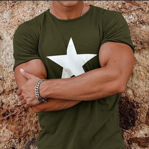 fashion men's pentagram t-shirts contton men printed army green short sleeve t-shirt for male round neck top, White;black
fashion men's pentagram t-shirts contton men printed army green short sleeve t-shirt for male round neck top, White;black