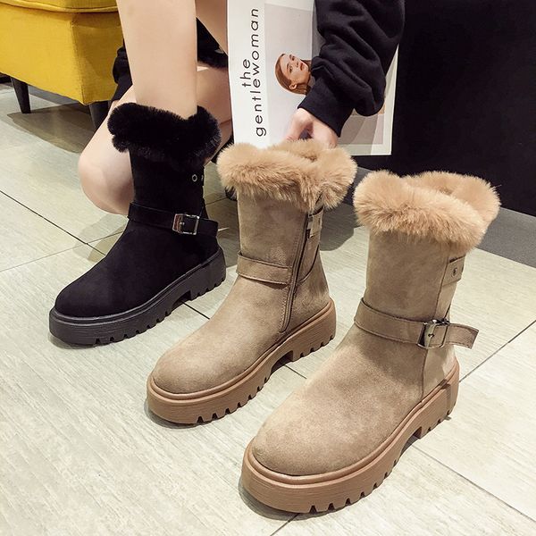 women's shoes thick bottom snow boots 2019 new winter fashion side zipper suede tube thickened plus velvet boots, Black
women's shoes thick bottom snow boots 2019 new winter fashion side zipper suede tube thickened plus velvet boots, Black