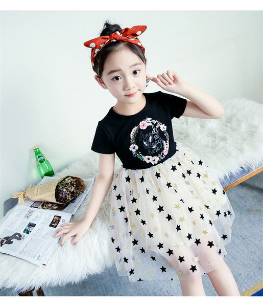 children's skirt 2019 summer new girls star mesh knit dress korean version of the big children wholesale, White
children's skirt 2019 summer new girls star mesh knit dress korean version of the big children wholesale, White