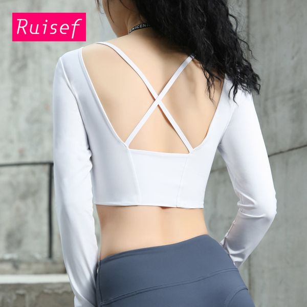 sports wear for women gym crop padding women yoga sports shirt long sleeve sport fitness cross backless tshirt, White;red
sports wear for women gym crop padding women yoga sports shirt long sleeve sport fitness cross backless tshirt, White;red