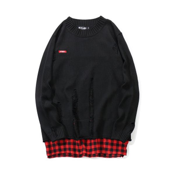 fashion-mens fashion hole warm sweaters plaid patchwork black autumn winter loose street male sweaters pullover o neck, White;black
fashion-mens fashion hole warm sweaters plaid patchwork black autumn winter loose street male sweaters pullover o neck, White;black