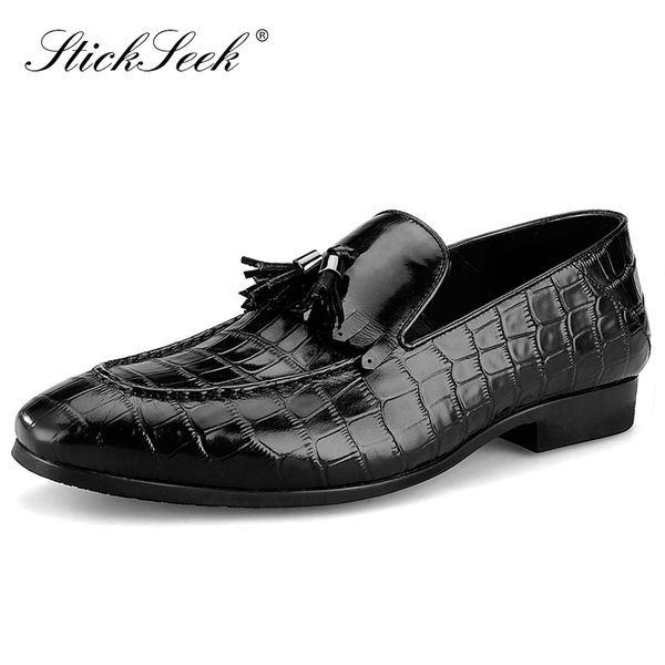 stylish real genuine leather men's tassel alligator pattern shoes pointed toe slip on handmade comfortable casual loafers sk257, Black
stylish real genuine leather men's tassel alligator pattern shoes pointed toe slip on handmade comfortable casual loafers sk257, Black