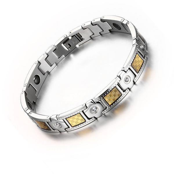 jewelry 21.5cm healing energy gold foil bracelets magnetic germanium inlaid rhinestone stainless steel bracelet valentine gift b835s, Black
jewelry 21.5cm healing energy gold foil bracelets magnetic germanium inlaid rhinestone stainless steel bracelet valentine gift b835s, Black