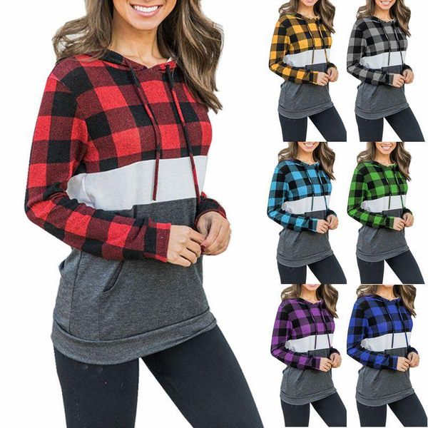 designer women sweatshirts plaid joining together europestyle straight type lady standard clothes with hood long sleeved, Black
designer women sweatshirts plaid joining together europestyle straight type lady standard clothes with hood long sleeved, Black