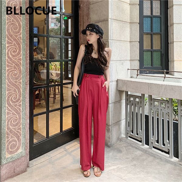 bllocue 2019 new fashion two-piece set summer female black tube blouse red button wide leg trousers temperament suit, White
bllocue 2019 new fashion two-piece set summer female black tube blouse red button wide leg trousers temperament suit, White