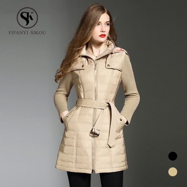 fashion knitting long sleeve spliced hooded cotton coat winter jacket women casual warm parkas female wadded jacket, Black
fashion knitting long sleeve spliced hooded cotton coat winter jacket women casual warm parkas female wadded jacket, Black