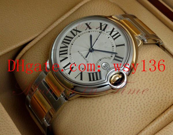 men's date watches large silver dial 18k yellow gold & steel w69009z3 machinery automatic movement mens wrist watches, Slivery;brown
men's date watches large silver dial 18k yellow gold & steel w69009z3 machinery automatic movement mens wrist watches, Slivery;brown