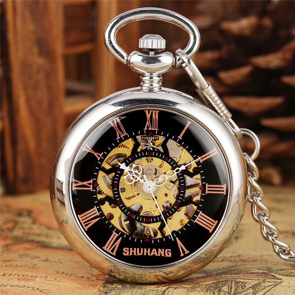 antique classical hand wind mechanical pocket watch men women skeleton clock roman numerals dial timepiece pendant fob chain gifts souvenir, Slivery;golden
antique classical hand wind mechanical pocket watch men women skeleton clock roman numerals dial timepiece pendant fob chain gifts souvenir, Slivery;golden