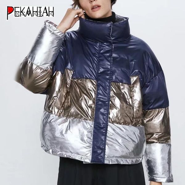 color block winter jacket women parka reverse silver coat padded female jacket 2019 korean thick warm outerwear, Black
color block winter jacket women parka reverse silver coat padded female jacket 2019 korean thick warm outerwear, Black