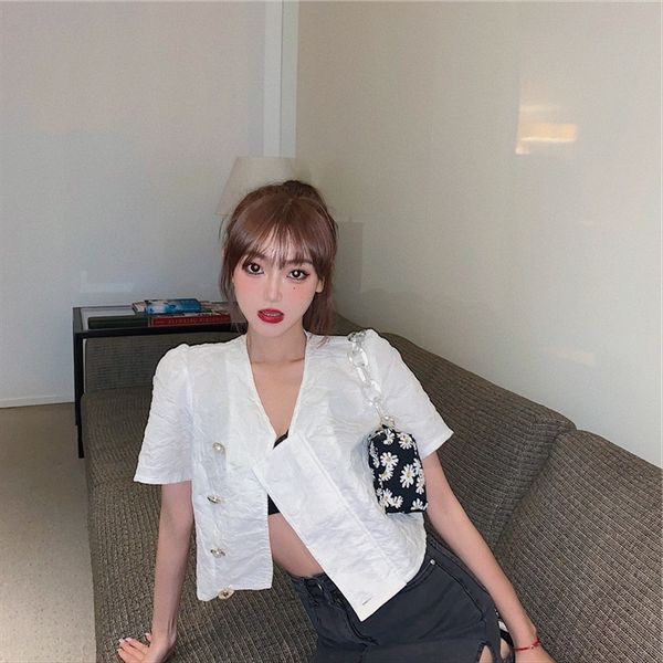 hong kong fashion brand small shirt xiangfeng single-breasted bubble sleeve small cardigan short belly-exposed squeezed shirt female, White
hong kong fashion brand small shirt xiangfeng single-breasted bubble sleeve small cardigan short belly-exposed squeezed shirt female, White