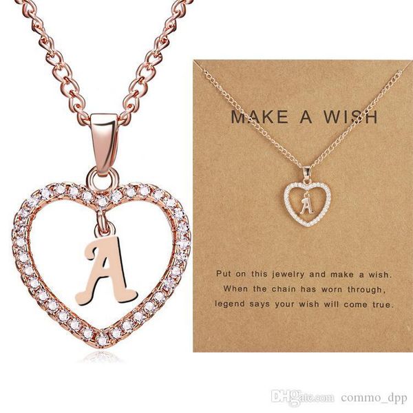 26 initial letter necklaces with make a wish card crystal rhinestone heart shape alphabet pendant chain for women fashion jewelry gift, Silver
26 initial letter necklaces with make a wish card crystal rhinestone heart shape alphabet pendant chain for women fashion jewelry gift, Silver