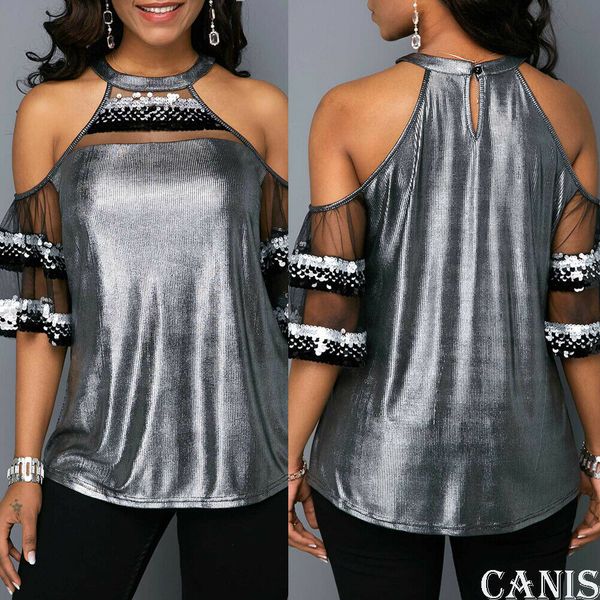 fashion women summer blouse new unique design off shoulder half sleeve solid bling sequined stylish s-2xl, White
fashion women summer blouse new unique design off shoulder half sleeve solid bling sequined stylish s-2xl, White