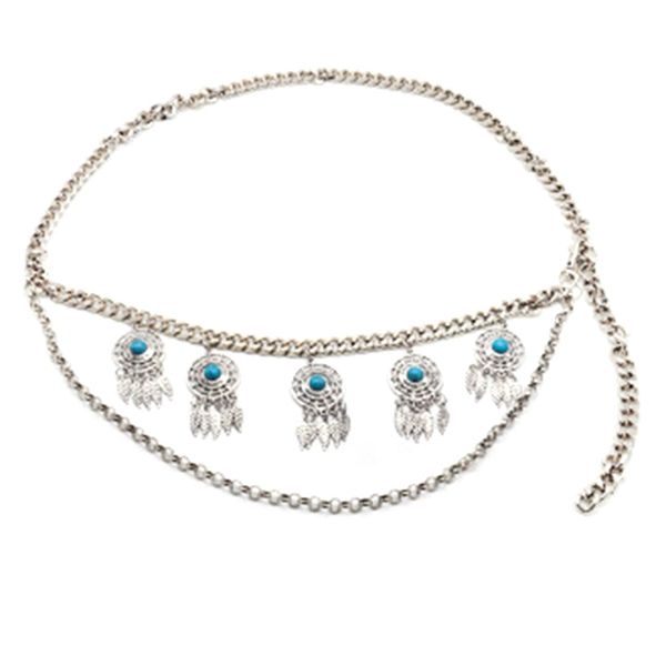 turquoise round pendant fashion waist chain belly dance beach flower silver belt, Black;brown
turquoise round pendant fashion waist chain belly dance beach flower silver belt, Black;brown