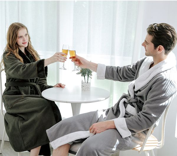 winter long bath robes flannel couple double thickening winter bathrobe female home wear thick warm dressing gown, Black;brown
winter long bath robes flannel couple double thickening winter bathrobe female home wear thick warm dressing gown, Black;brown