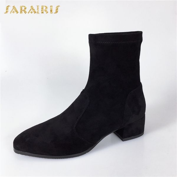 sarairis 2020 square toe autumn shoes women boots chunky heels slip on casual lady boots women shoes woman, Black
sarairis 2020 square toe autumn shoes women boots chunky heels slip on casual lady boots women shoes woman, Black