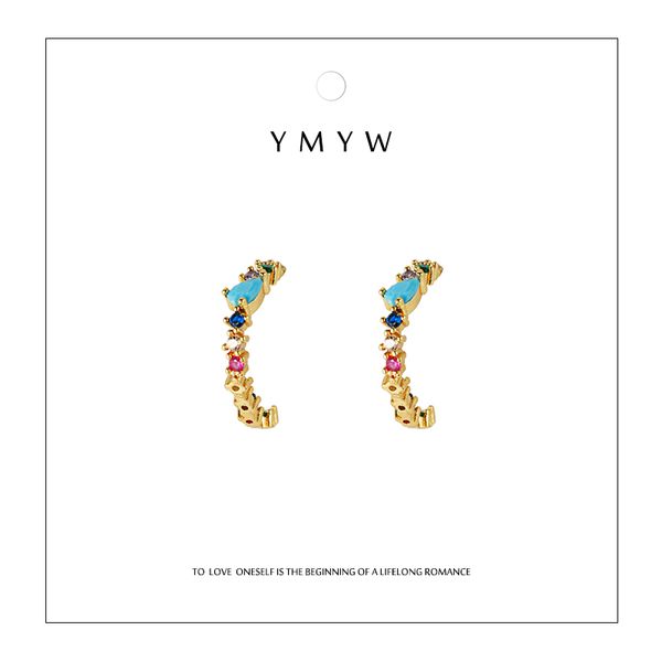 ymyw fashion chic copper stud earrings cubic zircon multi color exquisite earrings for women girls party gift 2019 kolczyki, Golden;silver 
ymyw fashion chic copper stud earrings cubic zircon multi color exquisite earrings for women girls party gift 2019 kolczyki, Golden;silver