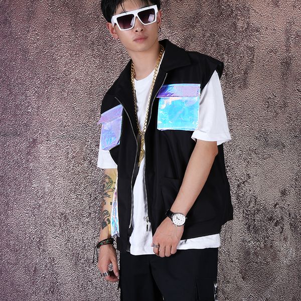 men clothes multi-pocket ribbon sleeveless loose casual cargo vest jacket male streetwear hip hop coat waistcoat outerwear, Black;white
men clothes multi-pocket ribbon sleeveless loose casual cargo vest jacket male streetwear hip hop coat waistcoat outerwear, Black;white