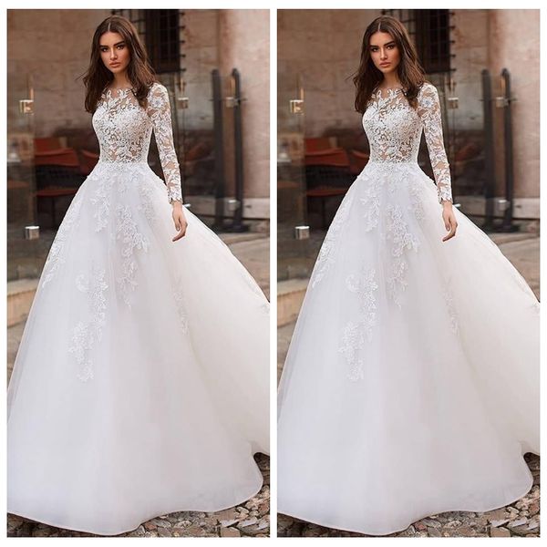 long sleeves lace appliques a-line wedding dresses modest women bridal dress wedding gowns 2020 sale spring marriage, White
long sleeves lace appliques a-line wedding dresses modest women bridal dress wedding gowns 2020 sale spring marriage, White