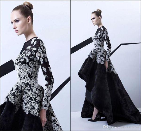 rami kadi 2019 spring evening dresses amazing lace embroidery velvet long sleeve high low prom dress custom fashion party gowns, Black;red
rami kadi 2019 spring evening dresses amazing lace embroidery velvet long sleeve high low prom dress custom fashion party gowns, Black;red