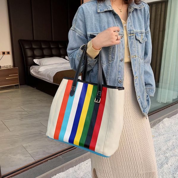 shopping bags for women lady colored stripes canvas bag handbag large capacity tote bag for women wholesale
shopping bags for women lady colored stripes canvas bag handbag large capacity tote bag for women wholesale