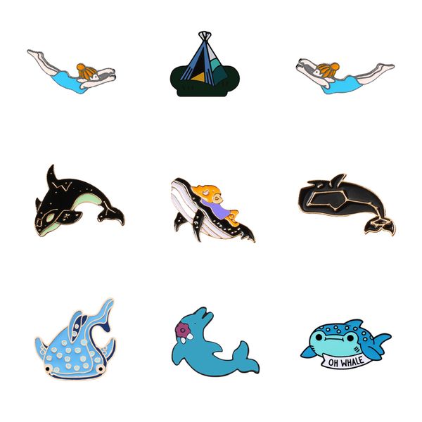 lapel pins badge enamel pins brooches whale shark dolphin ocean animals underwater world fishfor kids fashion jewelry accessory, Gray 
lapel pins badge enamel pins brooches whale shark dolphin ocean animals underwater world fishfor kids fashion jewelry accessory, Gray