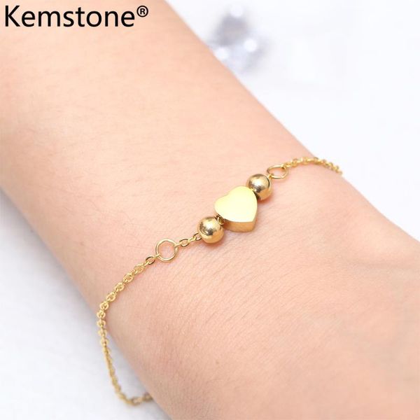 kemstone heart round beads stainless steel gold silver plated charm link bracelet jewelry gift for women, Black
kemstone heart round beads stainless steel gold silver plated charm link bracelet jewelry gift for women, Black