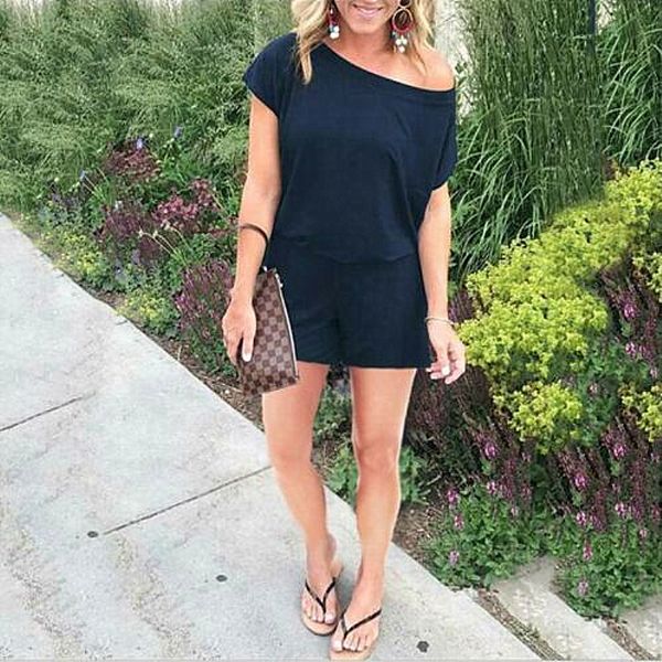 new women single shoulder solid casual playsuit fashion ladies summer beach plain shorts loose romper jumpsuit, Black;white
new women single shoulder solid casual playsuit fashion ladies summer beach plain shorts loose romper jumpsuit, Black;white