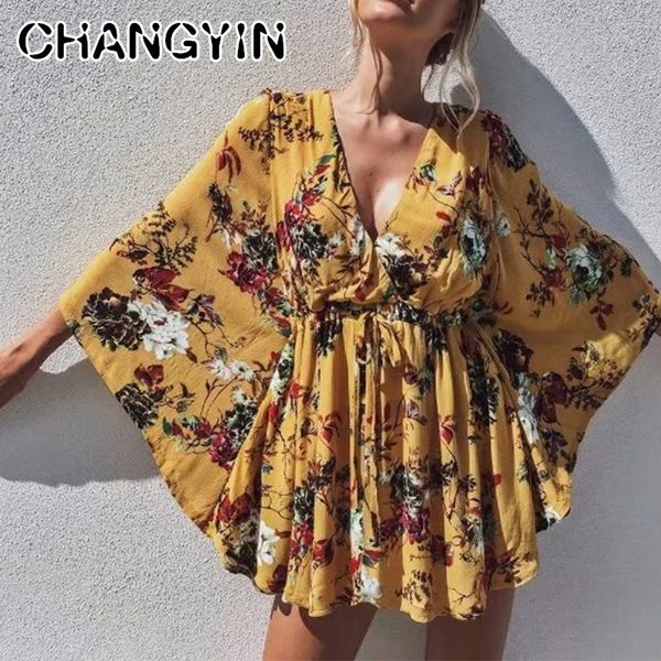 changyin women v neck lace up boho dress women yellow floral batwing sleeve beach summer dresses 2018 long sleeve vintage, White;black
changyin women v neck lace up boho dress women yellow floral batwing sleeve beach summer dresses 2018 long sleeve vintage, White;black