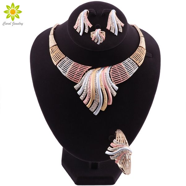 multicolor bridal wedding crystal dubai gold jewelry sets for women necklace earrings bracelet ring new indian jewelry sets, Slivery;golden
multicolor bridal wedding crystal dubai gold jewelry sets for women necklace earrings bracelet ring new indian jewelry sets, Slivery;golden
