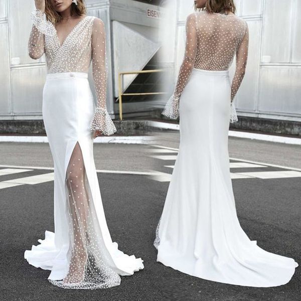 v neck 2 pieces casual dresses new mermaid bridal gowns custom simple party illusion see through selling fashion romantic dress, Black;gray
v neck 2 pieces casual dresses new mermaid bridal gowns custom simple party illusion see through selling fashion romantic dress, Black;gray
