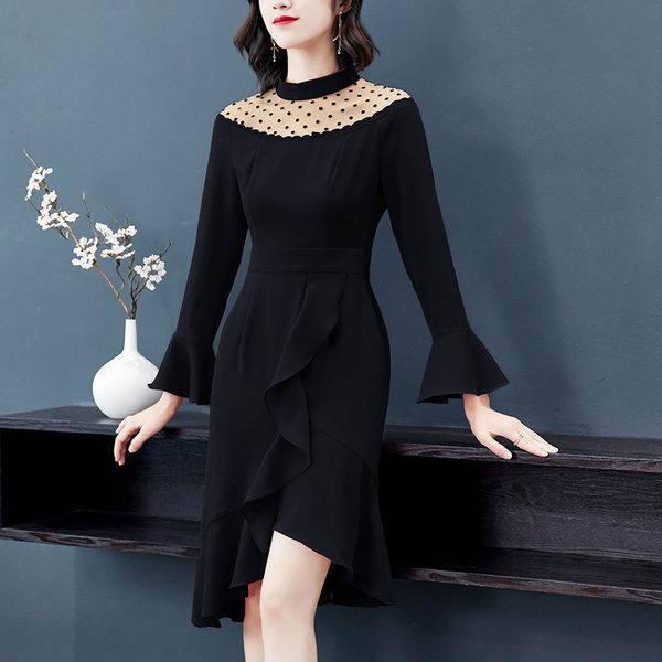 spring elegant hollow out vintage party club dresses dot mesh stitching flare sleeves high waist irregular ladies dresses, White
spring elegant hollow out vintage party club dresses dot mesh stitching flare sleeves high waist irregular ladies dresses, White