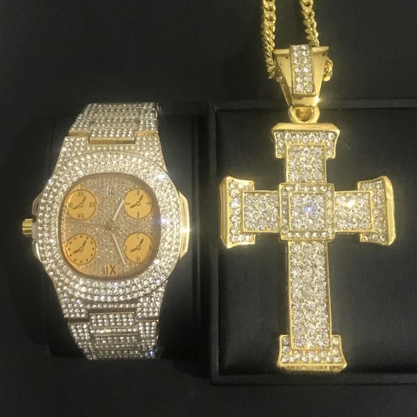 luxury men diamond watch gold jewelry stylish ice out cuban watchnecklace combo set watch diamond men pendant rock chain set, Slivery;brown
luxury men diamond watch gold jewelry stylish ice out cuban watchnecklace combo set watch diamond men pendant rock chain set, Slivery;brown