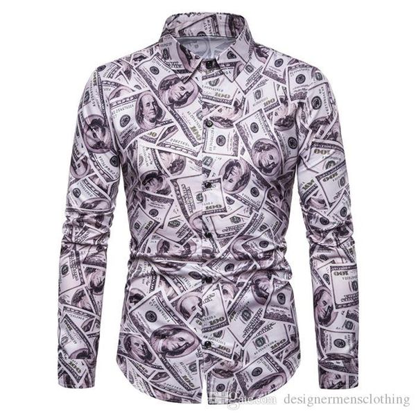 all dollar print mens casual shirts long sleeve turn down collar shirts designer costumes mens apparel, White;black
all dollar print mens casual shirts long sleeve turn down collar shirts designer costumes mens apparel, White;black