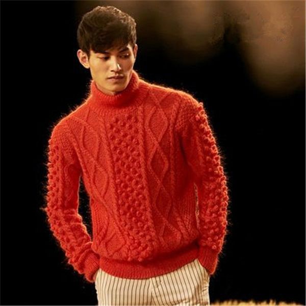 new arrival 100%hand made mohair twisted knit men solid turtleneck pullover sweater one&over size, White;black
new arrival 100%hand made mohair twisted knit men solid turtleneck pullover sweater one&over size, White;black