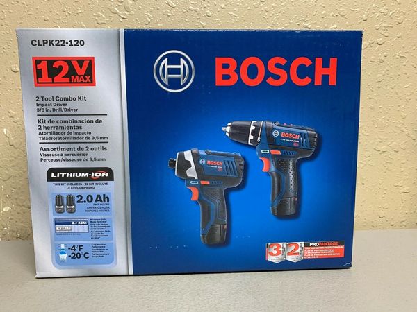 Bo ch clpk22 120 12 volt max 2 tool drill impact driver cordle combo kit new
Bo ch clpk22 120 12 volt max 2 tool drill impact driver cordle combo kit new