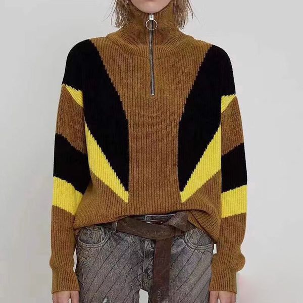 brand same style wool sweater 2019 autumn winter designer women high neck zipper contrast color loose coats jacket outerwear, White;black
brand same style wool sweater 2019 autumn winter designer women high neck zipper contrast color loose coats jacket outerwear, White;black