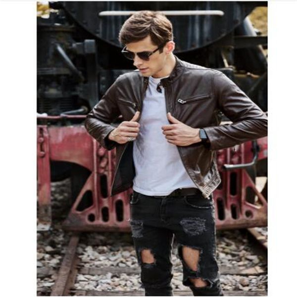 100% goatskin leather jackets,fashion men's genuine leather jacket,classic slim coat.plus size.sales, Black
100% goatskin leather jackets,fashion men's genuine leather jacket,classic slim coat.plus size.sales, Black