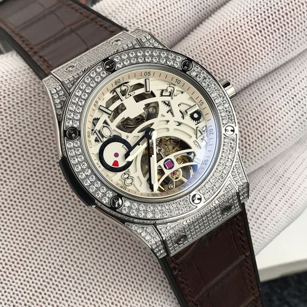 mens watch fashion hollow dial automatic mechanical movement classic plaid carving shell imported leather strap 45mm 15mm with box x57, Slivery;brown
mens watch fashion hollow dial automatic mechanical movement classic plaid carving shell imported leather strap 45mm 15mm with box x57, Slivery;brown