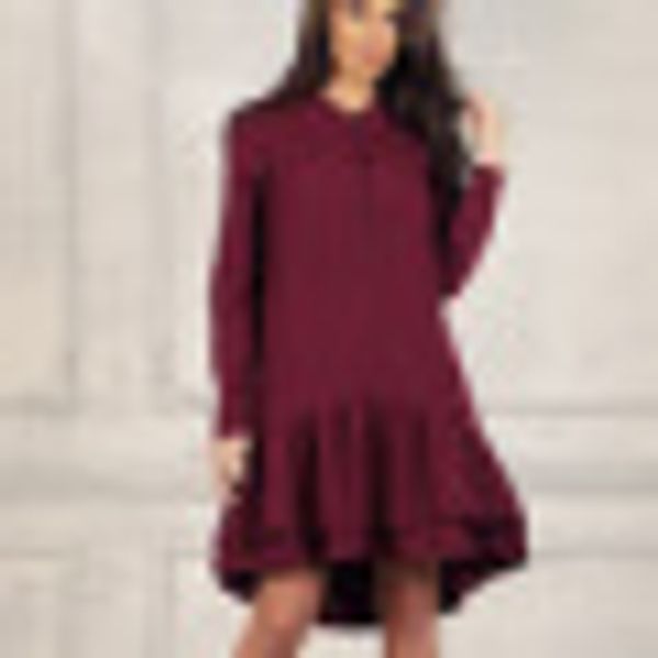 2019 europe and america cross border autumn and winter fashion women's casual round neck solid color ruffle fish tail short dress women, Black;gray
2019 europe and america cross border autumn and winter fashion women's casual round neck solid color ruffle fish tail short dress women, Black;gray