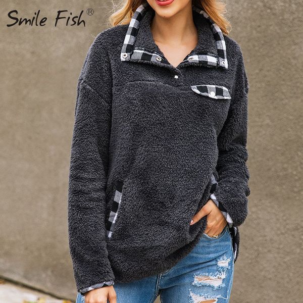 women hoodies long sleeve autumn winter sweatshirts turn down collar zipper pockets plaid pullovers wool fleece clothes gv898, Black
women hoodies long sleeve autumn winter sweatshirts turn down collar zipper pockets plaid pullovers wool fleece clothes gv898, Black