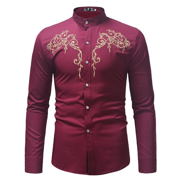long-sleeved shirt for man leisure flower embroidered stand collar shirt men hawaiian stage costumes blouse new, White;black
long-sleeved shirt for man leisure flower embroidered stand collar shirt men hawaiian stage costumes blouse new, White;black