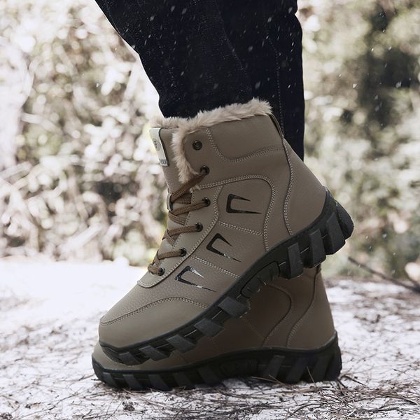 leather sport winter boots fleece lined thickened waterproof non-slip men women shoes booties c55, Black
leather sport winter boots fleece lined thickened waterproof non-slip men women shoes booties c55, Black