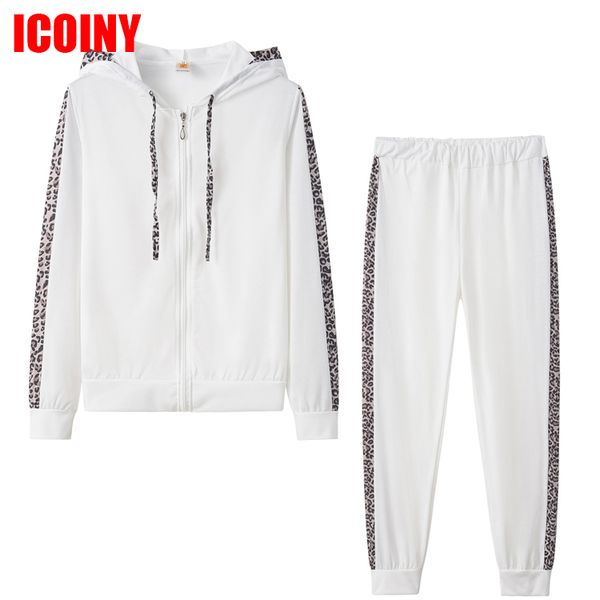 women's tracksuits leopard print 2pcs hooded sports set tracksuits statement sportswear patchwork casual sets cloth + pants, White
women's tracksuits leopard print 2pcs hooded sports set tracksuits statement sportswear patchwork casual sets cloth + pants, White
