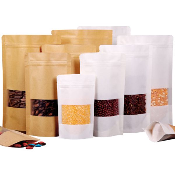 100 pcs paper bag kraft bag with , reusable sealing pouch with clear window for storing cookie dried snack
100 pcs paper bag kraft bag with , reusable sealing pouch with clear window for storing cookie dried snack