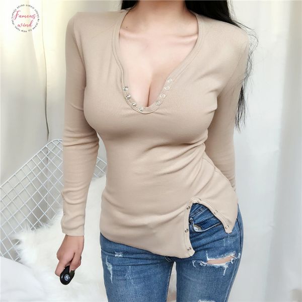 v neck button tshirt women t shirt 2020 autumn t shirt women korean long sleeve vetement femme ropa mujer clothes, White
v neck button tshirt women t shirt 2020 autumn t shirt women korean long sleeve vetement femme ropa mujer clothes, White