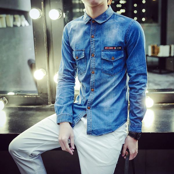 men's casual shirts 2021 spring and autumn washed pleated double pockets single-breasted denim shirt slim long sleeve men clothing xxxx, White;black
men's casual shirts 2021 spring and autumn washed pleated double pockets single-breasted denim shirt slim long sleeve men clothing xxxx, White;black