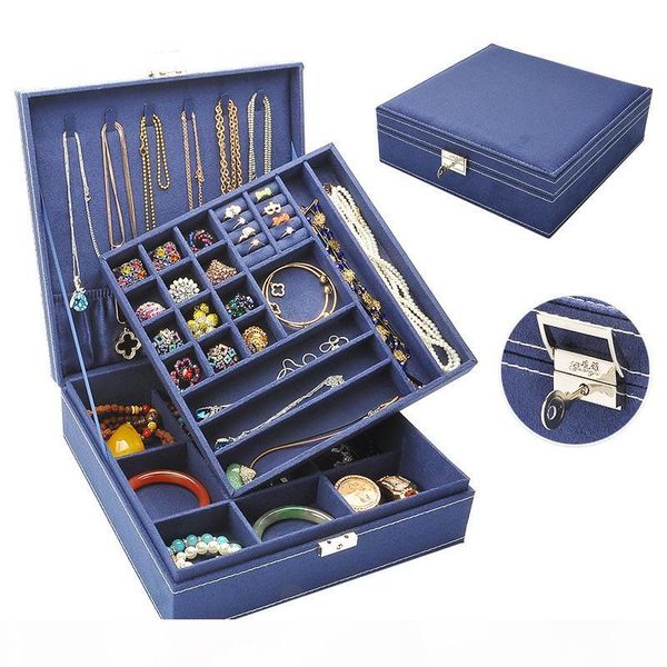 large selling fashion flannel square jewelry box simple layout 2 layers makeup organizer choker ring necklace storage box, Black;white
large selling fashion flannel square jewelry box simple layout 2 layers makeup organizer choker ring necklace storage box, Black;white